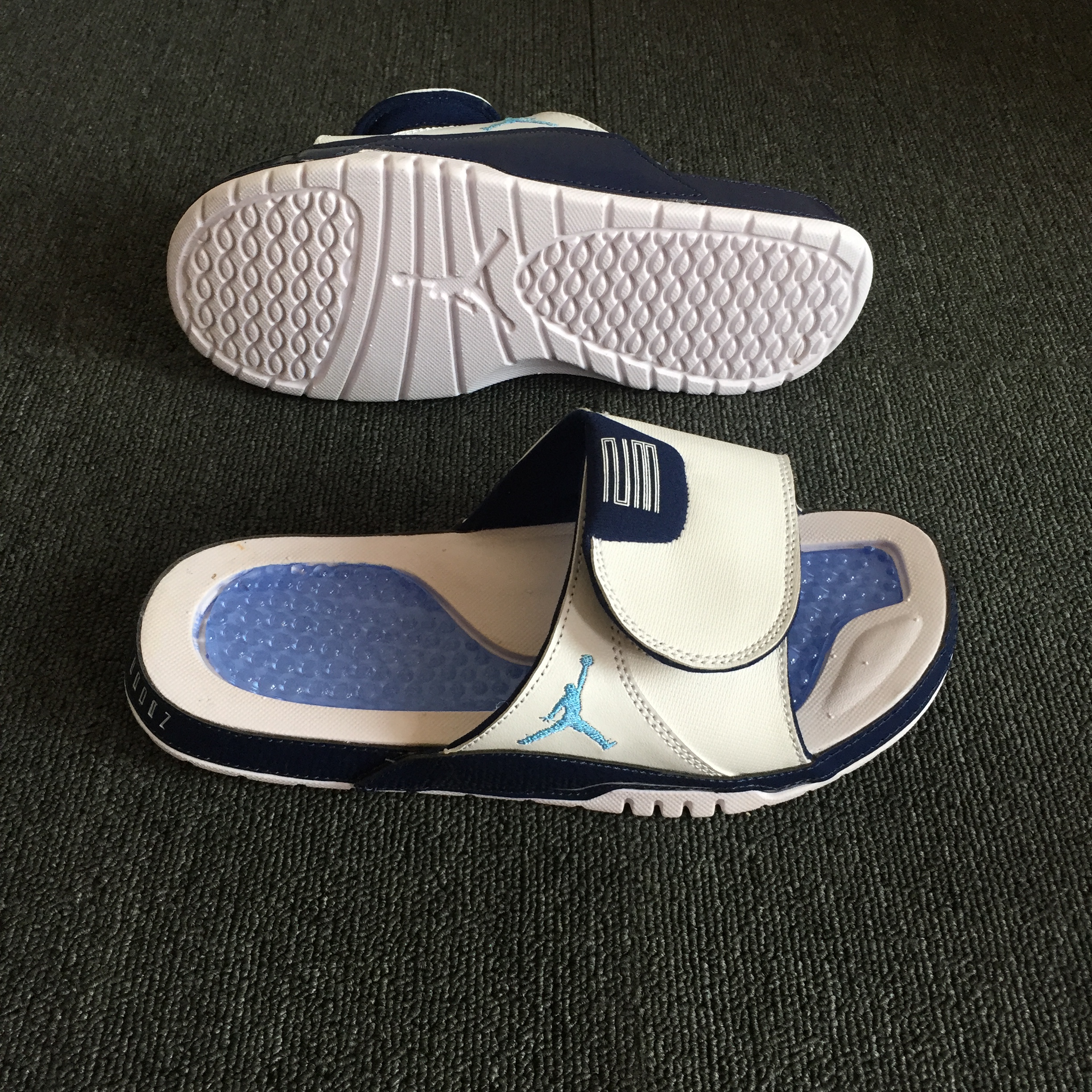 Air Jordan Hydro XI White Blue Black - Click Image to Close